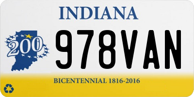 IN license plate 978VAN