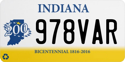 IN license plate 978VAR