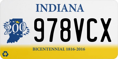 IN license plate 978VCX