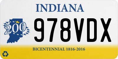 IN license plate 978VDX