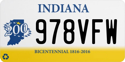 IN license plate 978VFW