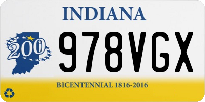 IN license plate 978VGX