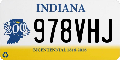 IN license plate 978VHJ