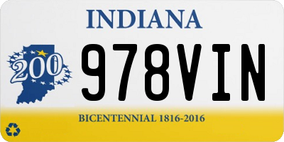 IN license plate 978VIN
