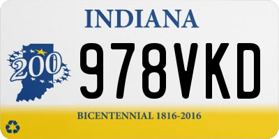 IN license plate 978VKD