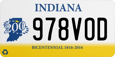 IN license plate 978VOD
