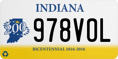 IN license plate 978VOL