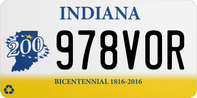 IN license plate 978VOR