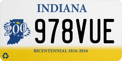 IN license plate 978VUE