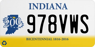 IN license plate 978VWS