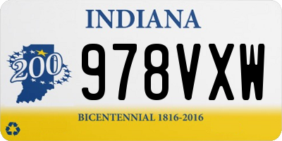 IN license plate 978VXW