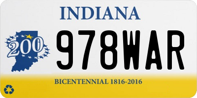 IN license plate 978WAR