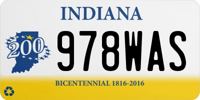 IN license plate 978WAS