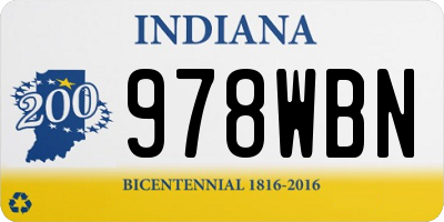 IN license plate 978WBN