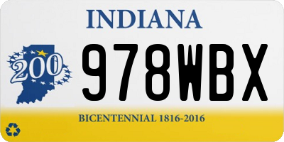 IN license plate 978WBX