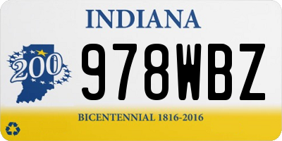 IN license plate 978WBZ