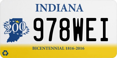 IN license plate 978WEI