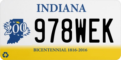 IN license plate 978WEK