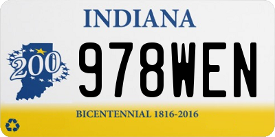 IN license plate 978WEN