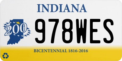 IN license plate 978WES
