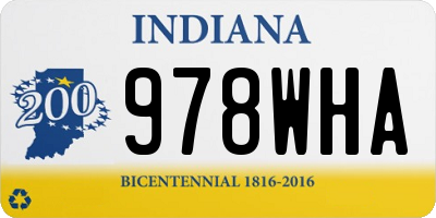 IN license plate 978WHA
