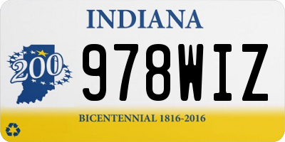 IN license plate 978WIZ