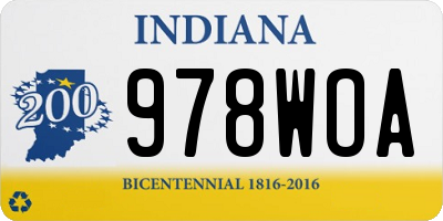 IN license plate 978WOA