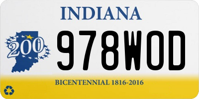 IN license plate 978WOD