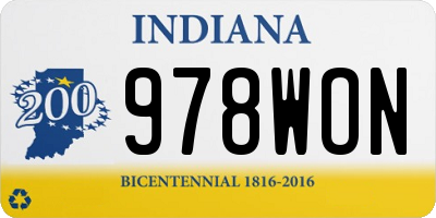 IN license plate 978WON