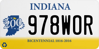 IN license plate 978WOR