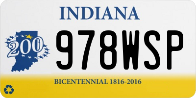 IN license plate 978WSP