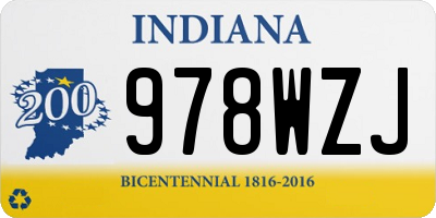 IN license plate 978WZJ