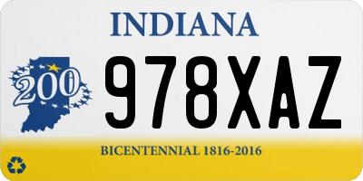 IN license plate 978XAZ
