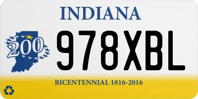 IN license plate 978XBL