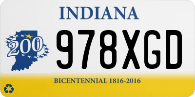 IN license plate 978XGD