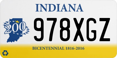IN license plate 978XGZ