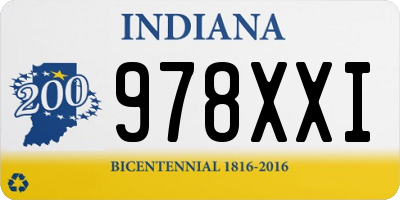 IN license plate 978XXI