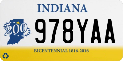 IN license plate 978YAA