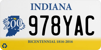 IN license plate 978YAC