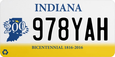 IN license plate 978YAH