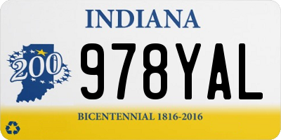 IN license plate 978YAL