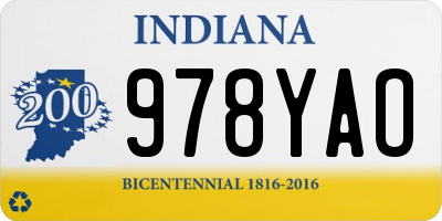 IN license plate 978YAO