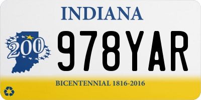 IN license plate 978YAR
