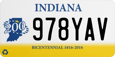 IN license plate 978YAV