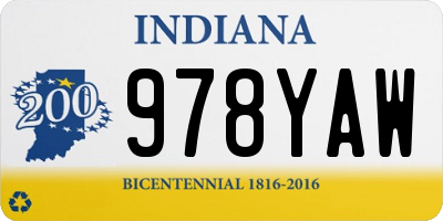 IN license plate 978YAW