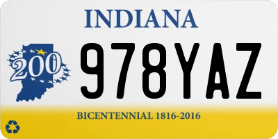 IN license plate 978YAZ