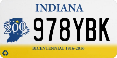 IN license plate 978YBK