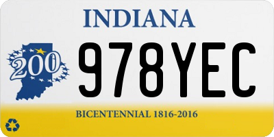 IN license plate 978YEC