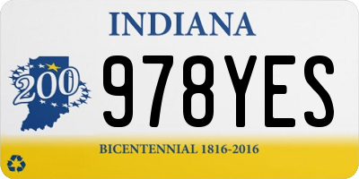 IN license plate 978YES