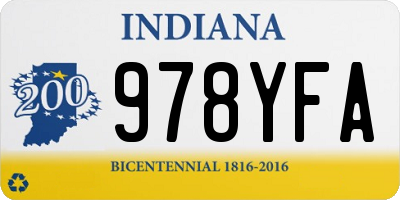 IN license plate 978YFA